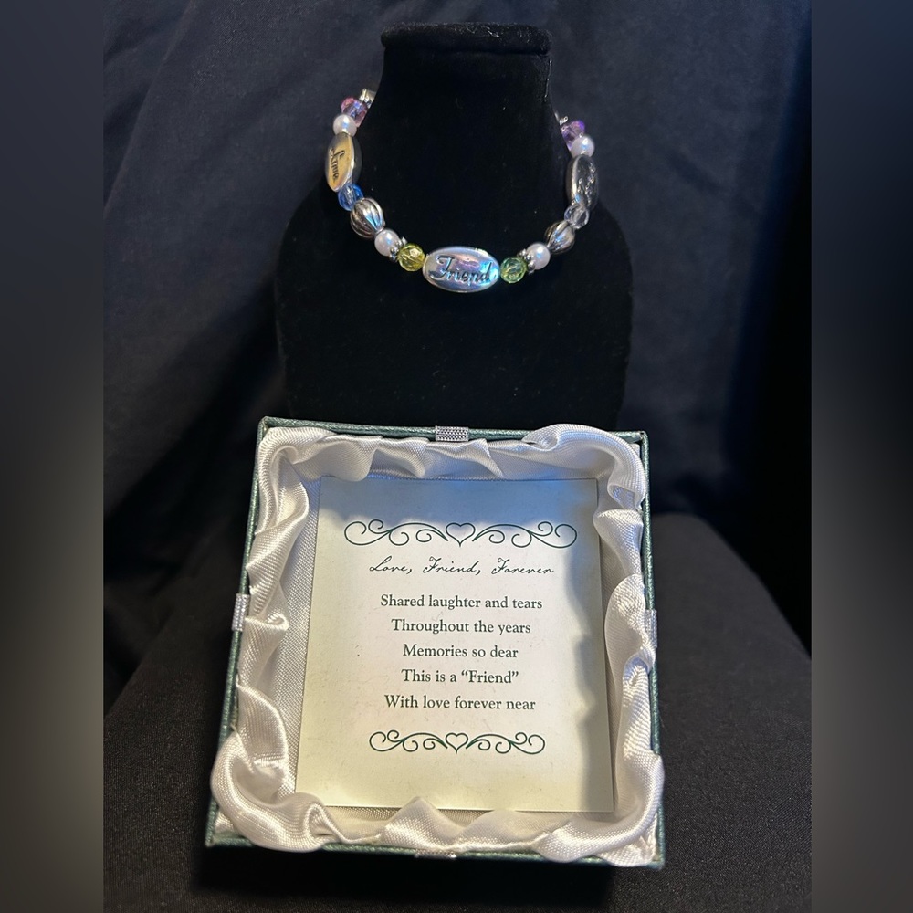 Expressively Yours; Love, Friend, Forever Bracelet with heart and beads